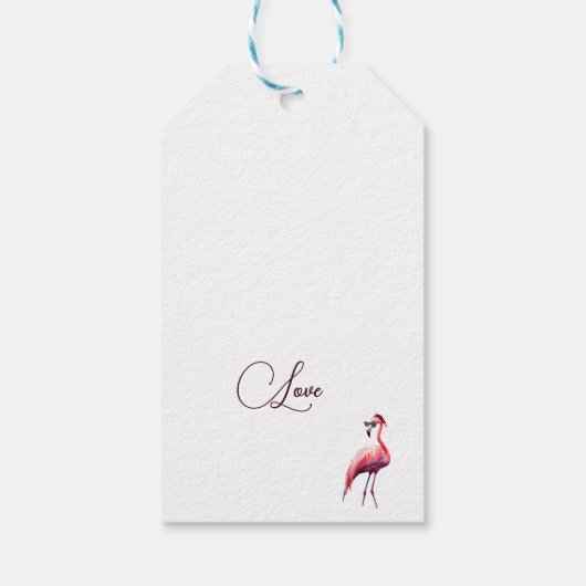 Kerst Flamingo Tropical Lights Cadeaulabel (Achterkant)