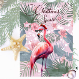 Kerst Flamingo Tropical Lights Wenskaart Kaart