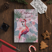 Kerst Flamingo Tropical Lights Wenskaart Kaart