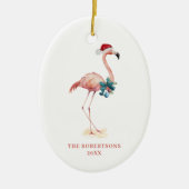 Kerst Flamingo Tropisch strand Keramisch Ornament (Voorkant)