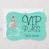 Kerst Flamingo 'VIP PASS' uitnodigingsbeugel Kaart (Voorkant)