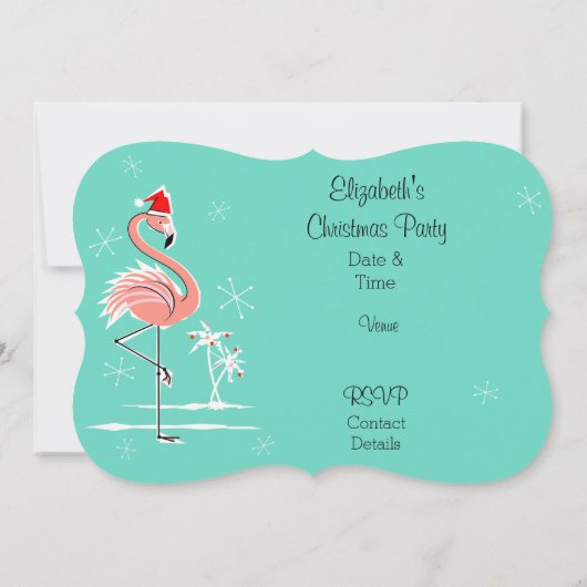 Kerst Flamingo 'VIP PASS' uitnodigingsbeugel Kaart (Achterkant)