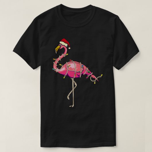 Kerst Flamingo Xmas Lights Gift Kinder Mannen Wom T-shirt (Design voorkant)