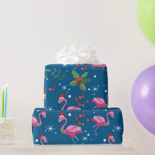 Kerst Flamingo's en hulstpatroon Cadeaupapier