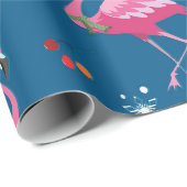 Kerst Flamingo's en hulstpatroon Cadeaupapier (Rol Hoek)