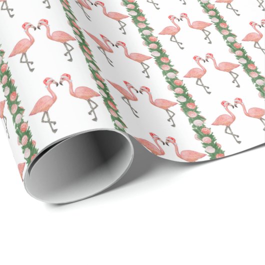 Kerst Flamingo's en Schelpen Inpakpapier (Rol Hoek)