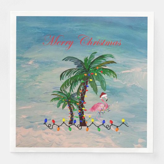 Kerst flamingo's feest servetten (Voorkant)