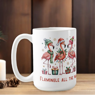 Kerst Flamingo's Flamingle All The Way Koffiemok