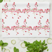 Kerst flamingo's keukenhanddoek (Gevouwen)
