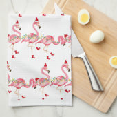 Kerst flamingo's keukenhanddoek (Quarter Fold)