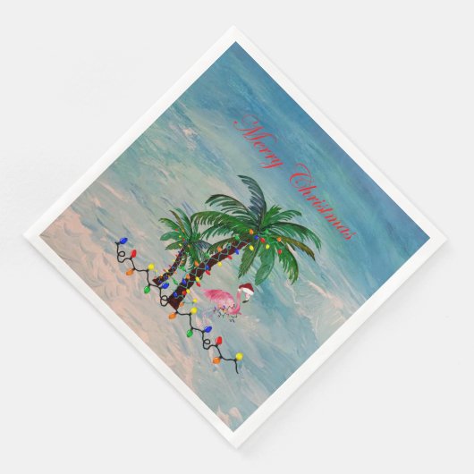 Kerst flamingo's party servetten (Hoek)