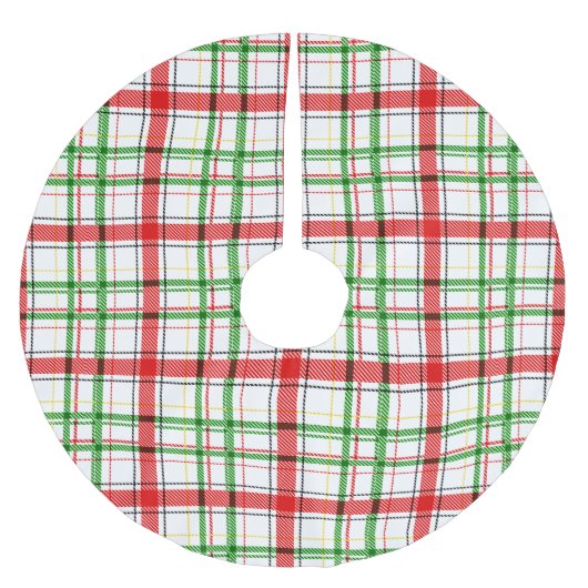 Kerst Flanel Plaid Schotse Ruit Design - Wit  Kerstboom Rok (Voorkant)