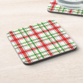 Kerst Flanel Plaid Tartan Design - Wit Bier Onderzetter (Linkerzijde)