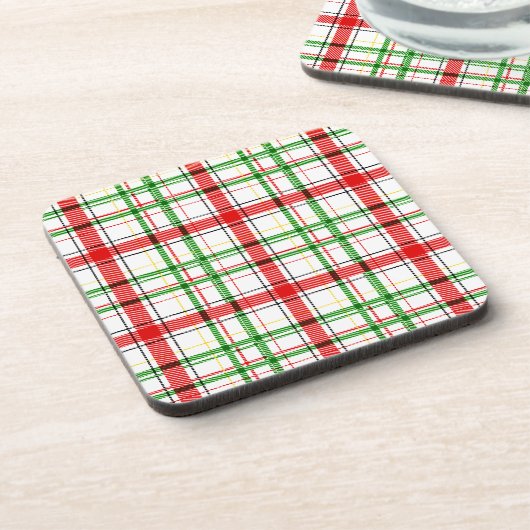 Kerst Flanel Plaid Tartan Design - Wit Bier Onderzetter (Linkerzijde)