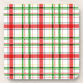 Kerst Flanel Plaid Tartan Design - Wit Bier Onderzetter (Voorkant)