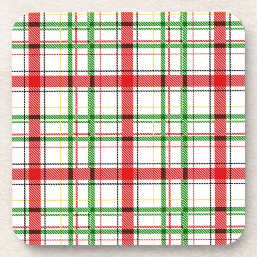 Kerst Flanel Plaid Tartan Design - Wit Bier Onderzetter (Voorkant)
