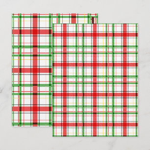 Kerst Flanel Plaid Tartan Design - Wit  Briefkaart