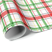 Kerst Flanel Plaid Tartan Design - Wit Cadeaupapier (Rol Hoek)