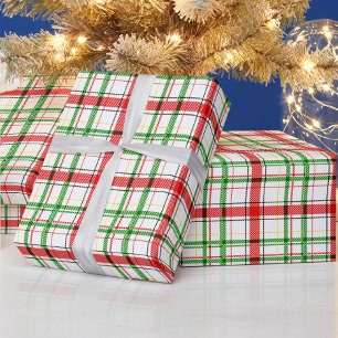 Kerst Flanel Plaid Tartan Design - Wit Cadeaupapier