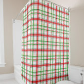 Kerst Flanel Plaid Tartan Design - Wit Douchegordijn