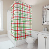 Kerst Flanel Plaid Tartan Design - Wit Douchegordijn (In situ)