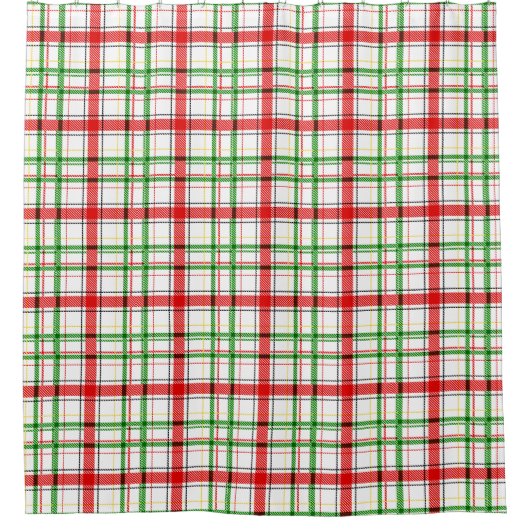 Kerst Flanel Plaid Tartan Design - Wit Douchegordijn (Voorkant)