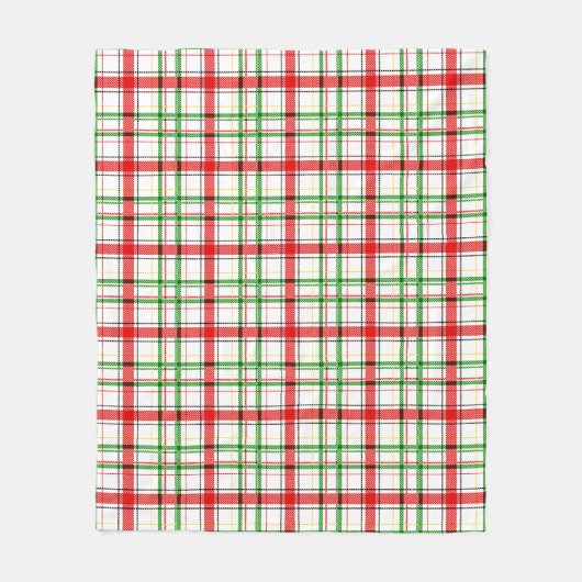 Kerst Flanel Plaid Tartan Design - Wit Fleece Deken (Voorkant)