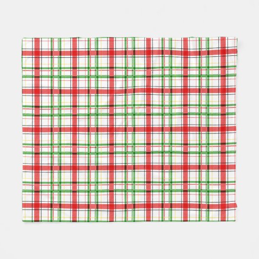 Kerst Flanel Plaid Tartan Design - Wit Fleece Deken (Voorkant (Horizontaal))