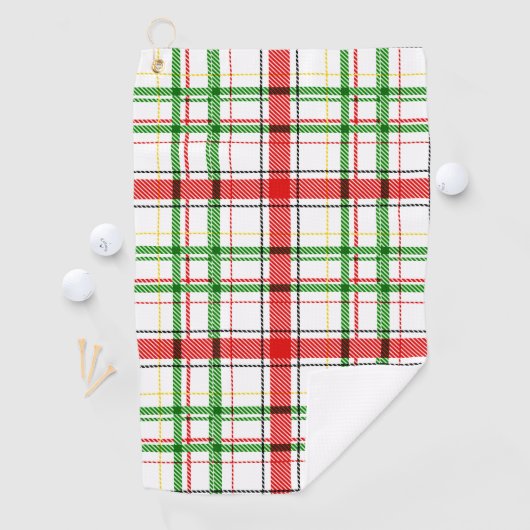 Kerst Flanel Plaid Tartan Design - Wit Golfhanddoek (Insitu)