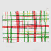 Kerst Flanel Plaid Tartan Design - Wit Golfhanddoek (Horizontaal)
