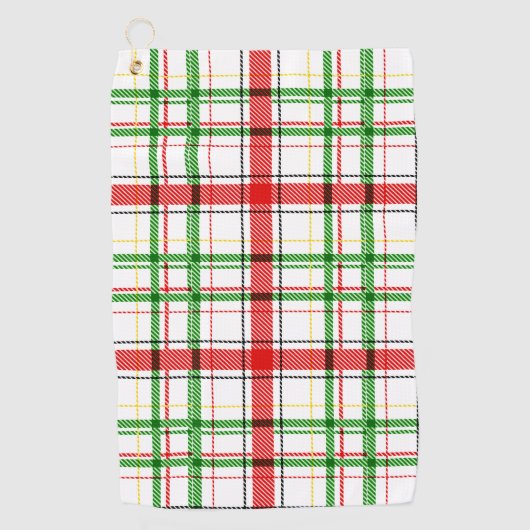Kerst Flanel Plaid Tartan Design - Wit Golfhanddoek (Voorkant)