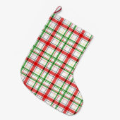 Kerst Flanel Plaid Tartan Design - Wit Grote Kerstsok (Voorkant (Hangend))