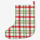 Kerst Flanel Plaid Tartan Design - Wit Grote Kerstsok (Achterkant)