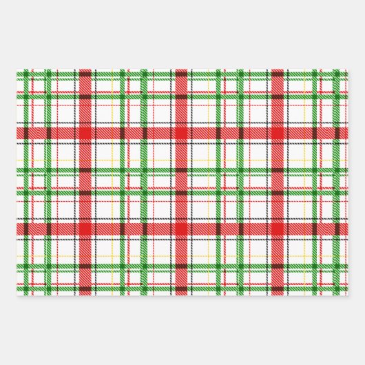 Kerst Flanel Plaid Tartan Design - Wit Inpakpapier Vel (Voorkant 3)