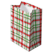 Kerst Flanel Plaid Tartan Design - Wit Medium Cadeauzakje (Voorkant Gekanteld)