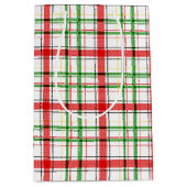Kerst Flanel Plaid Tartan Design - Wit Medium Cadeauzakje (Voorkant)