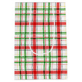Kerst Flanel Plaid Tartan Design - Wit Medium Cadeauzakje (Achterkant)
