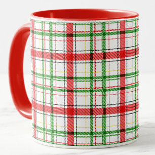 Kerst Flanel Plaid Tartan Design - Wit Mok