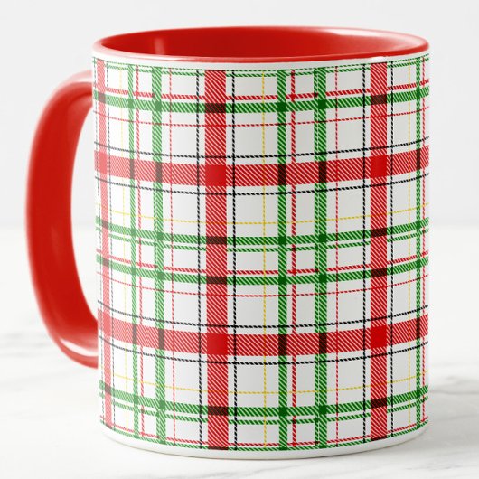 Kerst Flanel Plaid Tartan Design - Wit Mok