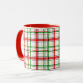 Kerst Flanel Plaid Tartan Design - Wit Mok (Voorkant links)