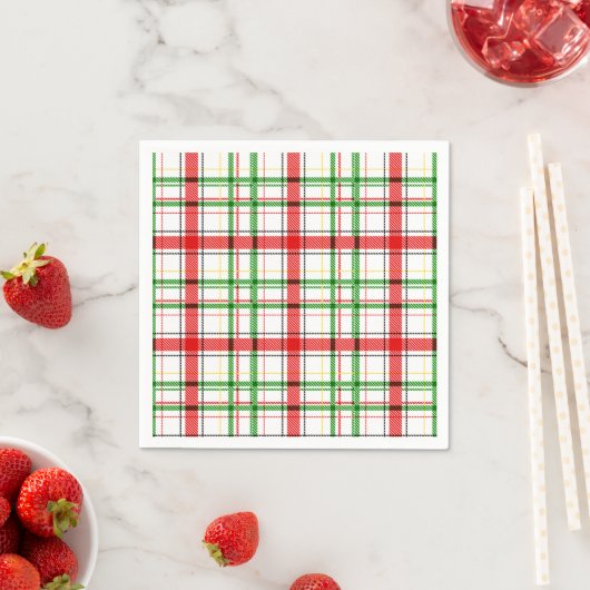 Kerst Flanel Plaid Tartan Design - Wit Servet (Insitu)