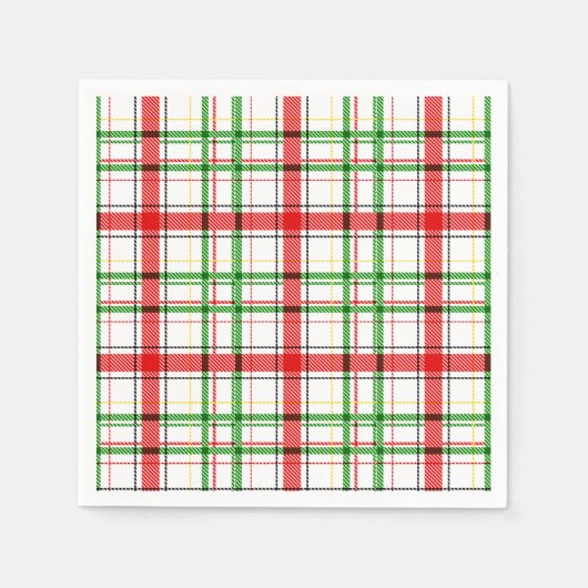 Kerst Flanel Plaid Tartan Design - Wit Servet (Voorkant)