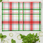 Kerst Flanel Plaid Tartan Design - Wit Theedoek (Gevouwen)