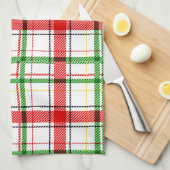 Kerst Flanel Plaid Tartan Design - Wit Theedoek (Quarter Fold)