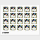 Kerst Flapper Meisje Grote Witte Bontjas Vierkante Sticker (Vel)