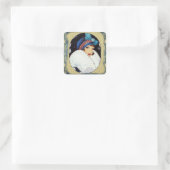 Kerst Flapper Meisje Grote Witte Bontjas Vierkante Sticker (Tas)