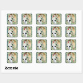 Kerst Flapper Meisje Met Drank en Boom Vierkante Sticker (Vel)
