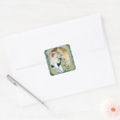 Kerst Flapper Meisje Met Drank en Boom Vierkante Sticker (Envelop)