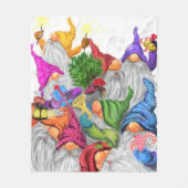 Kerst Fleece Deken Happy Gnome Party (Voorkant)