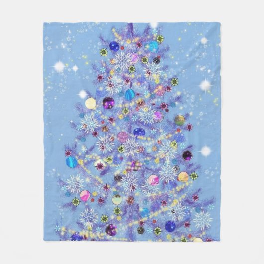 Kerst Fleece Deken Mooie Kerstboom (Voorkant)